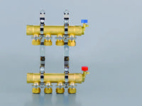 aoyaD404 連體球閥分水器 澳亞DN32諸暨黃銅地暖分水器